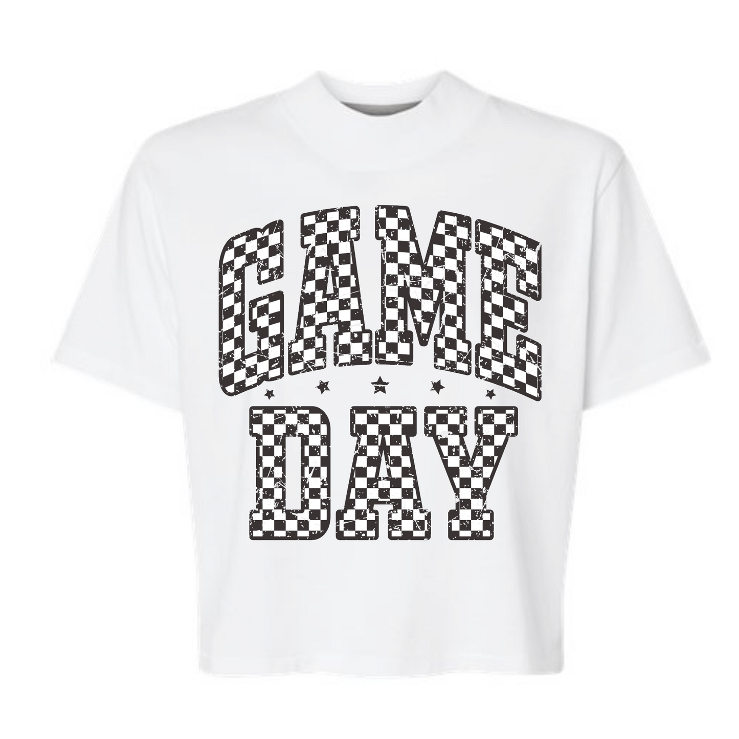 Game Day Checkered on boxy tee