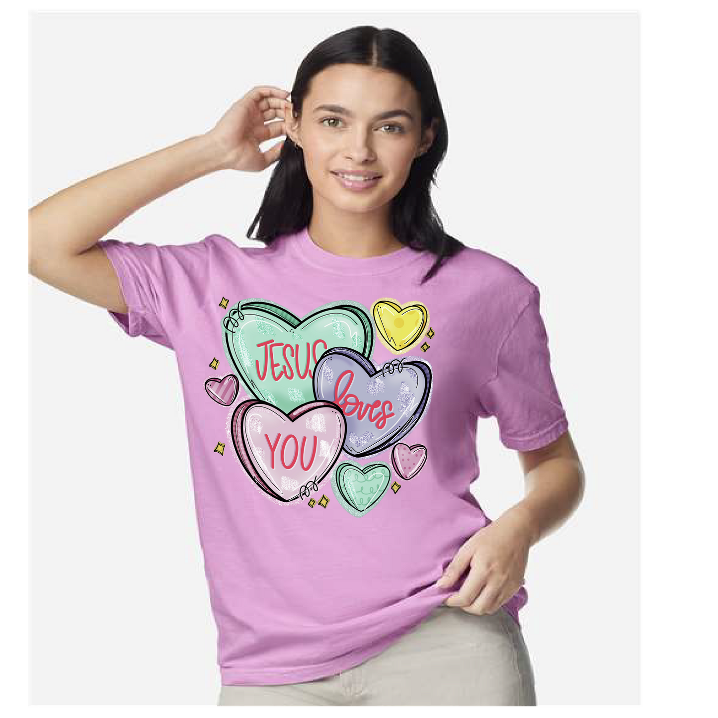 Jesus loves you hearts tee
