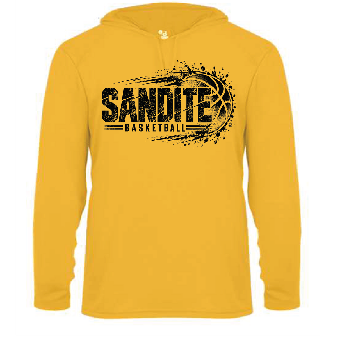 Sandites Basketball Gold Long Sleeve Hooded Dri Fit