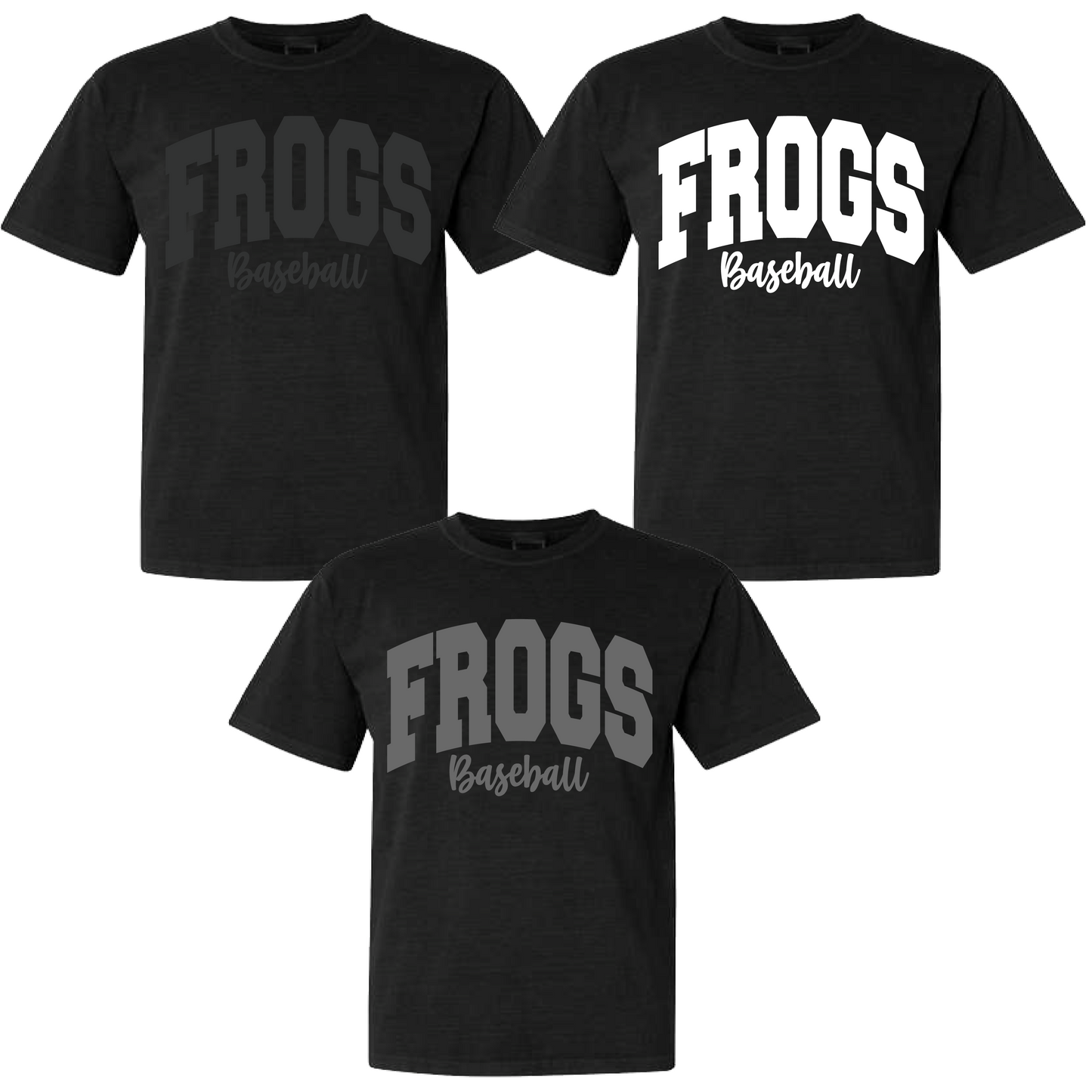 Frogs Baseball Black Puff Tee