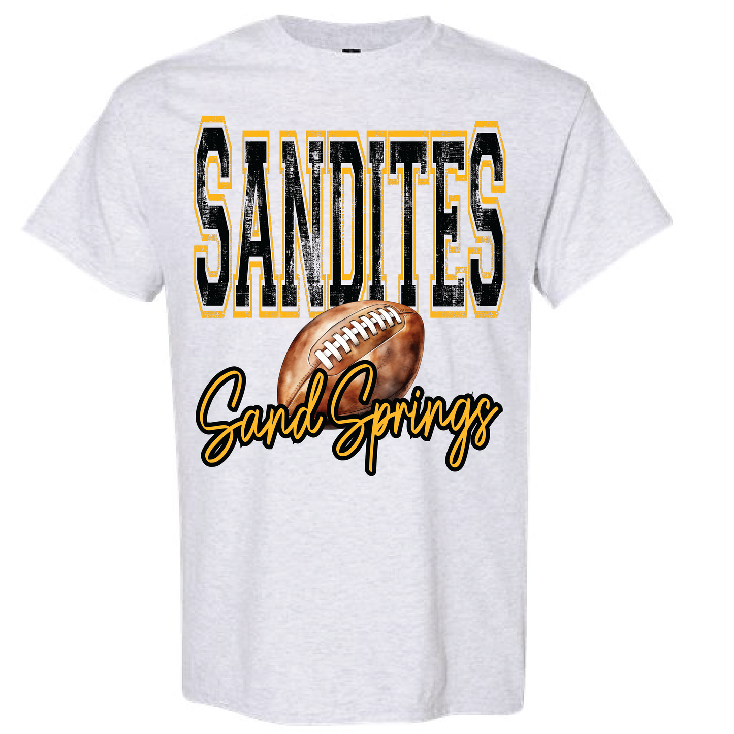 Sand Springs Sandites Football Tee on Ash