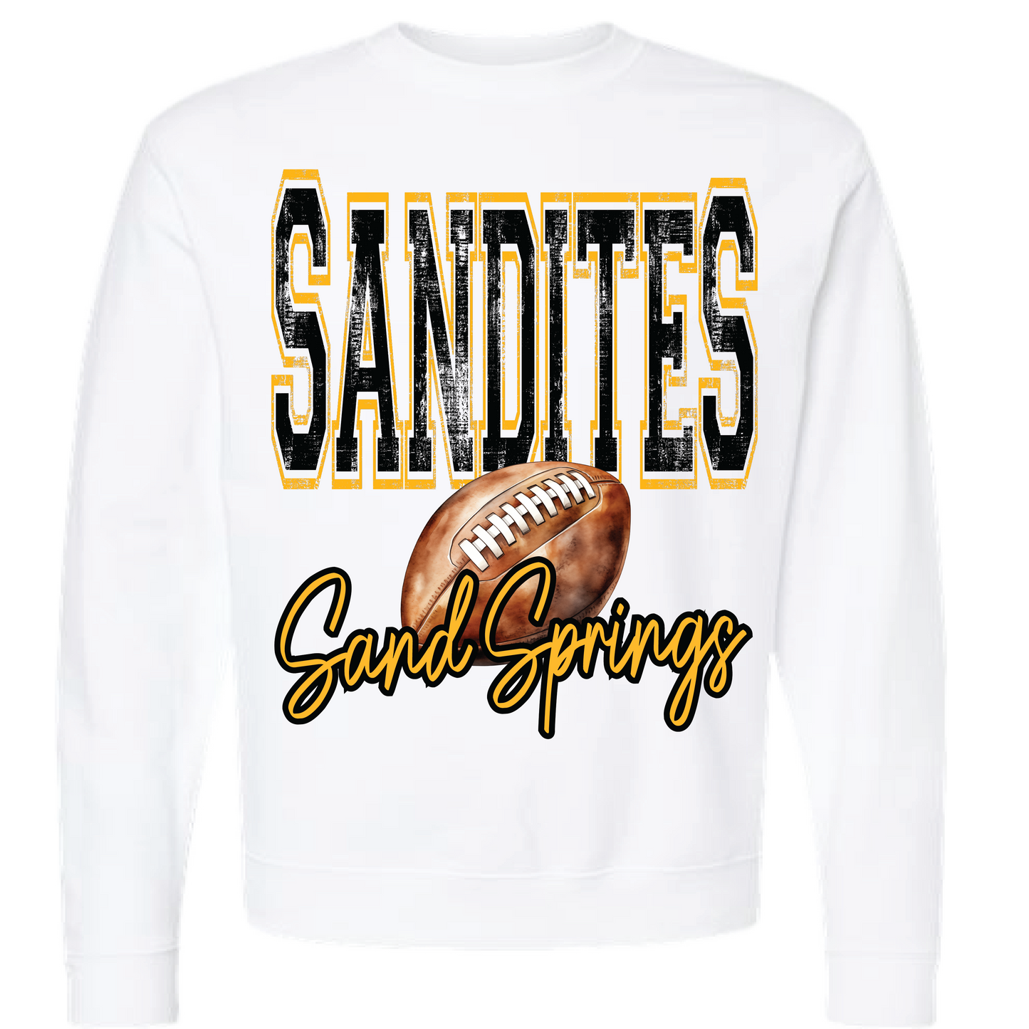 Sand Springs Sandites Football Sweatshirt on White