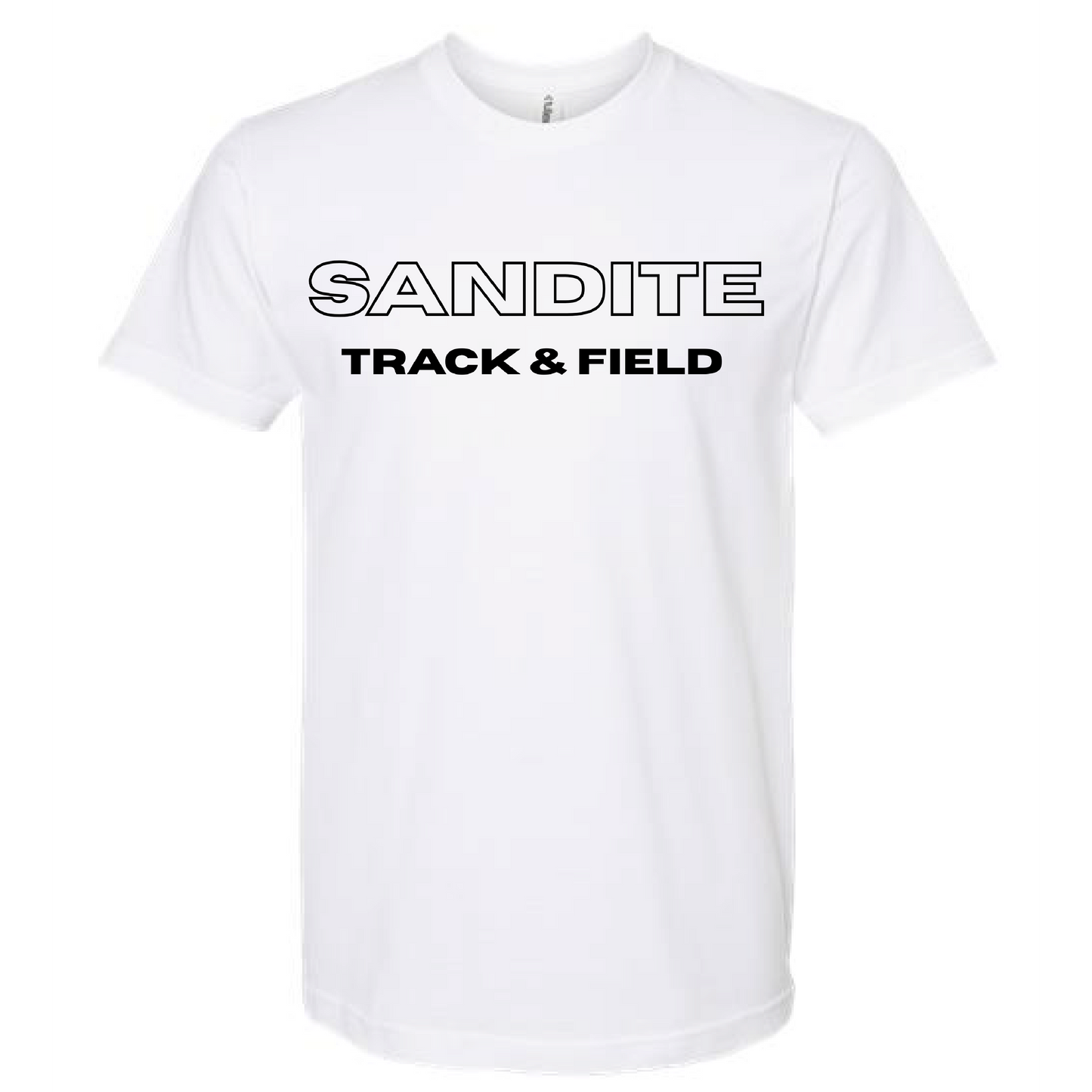 White Sandite Track & Field Logo DRI FIT Tee