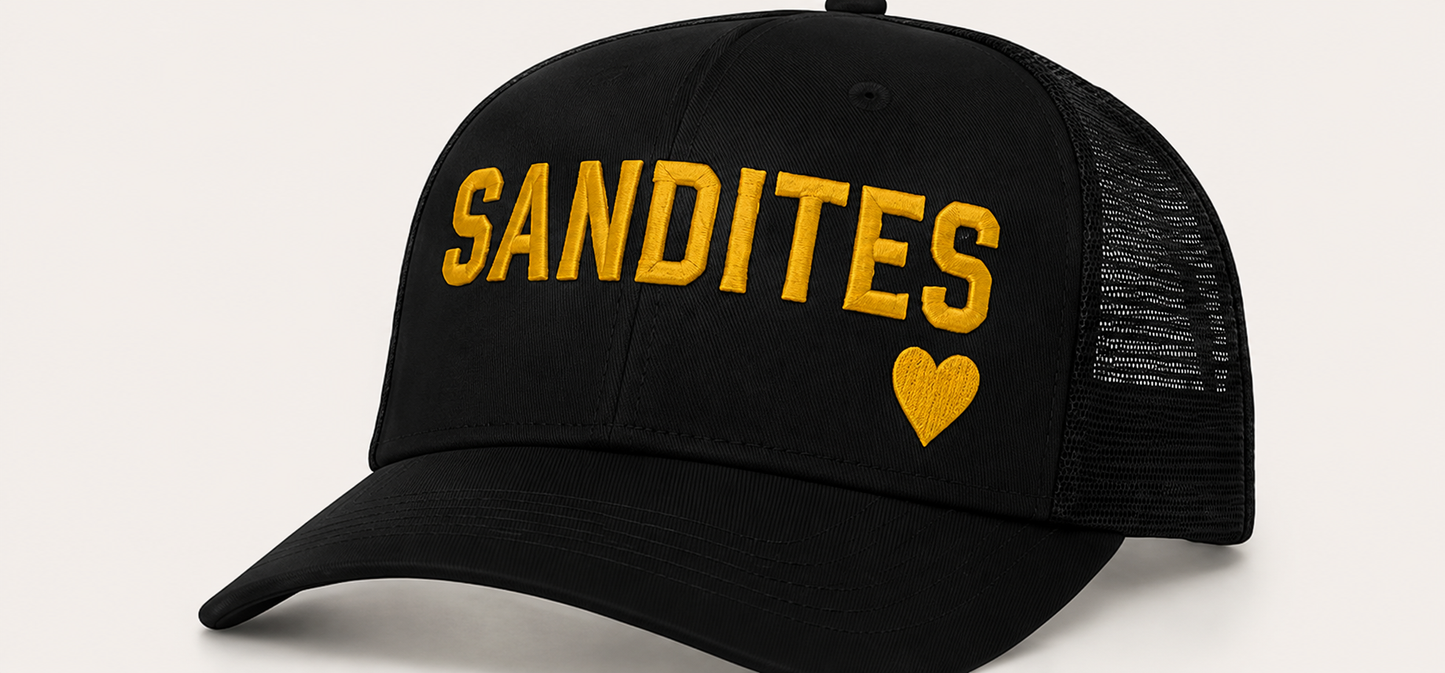 Sandites Embroidered Heart Hat