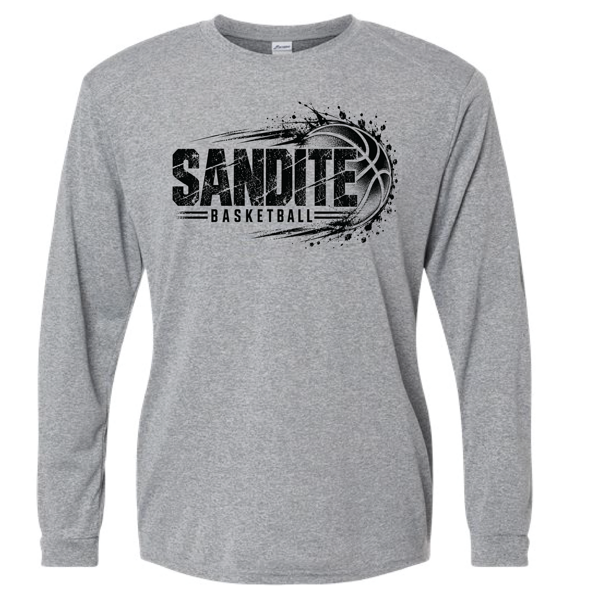 Sandite Baskebtall Heather Gray Long Sleeve Dri Fit