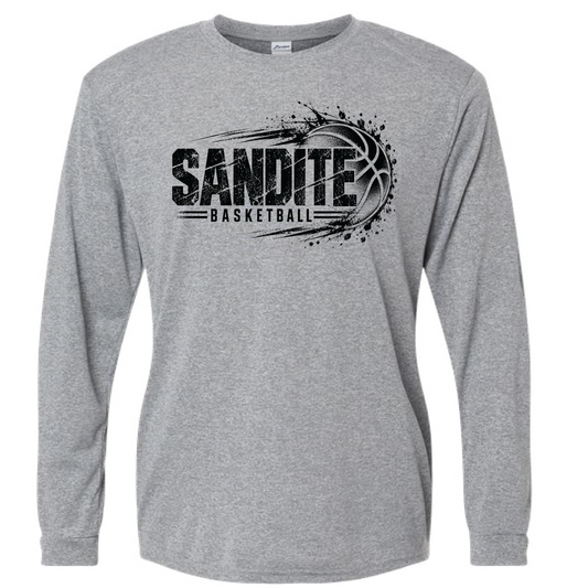 Sandite Baskebtall Heather Gray Long Sleeve Dri Fit