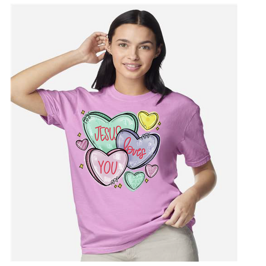Jesus loves you hearts tee