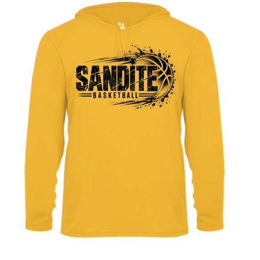 Sandites Basketball Gold Long Sleeve Hooded Dri Fit