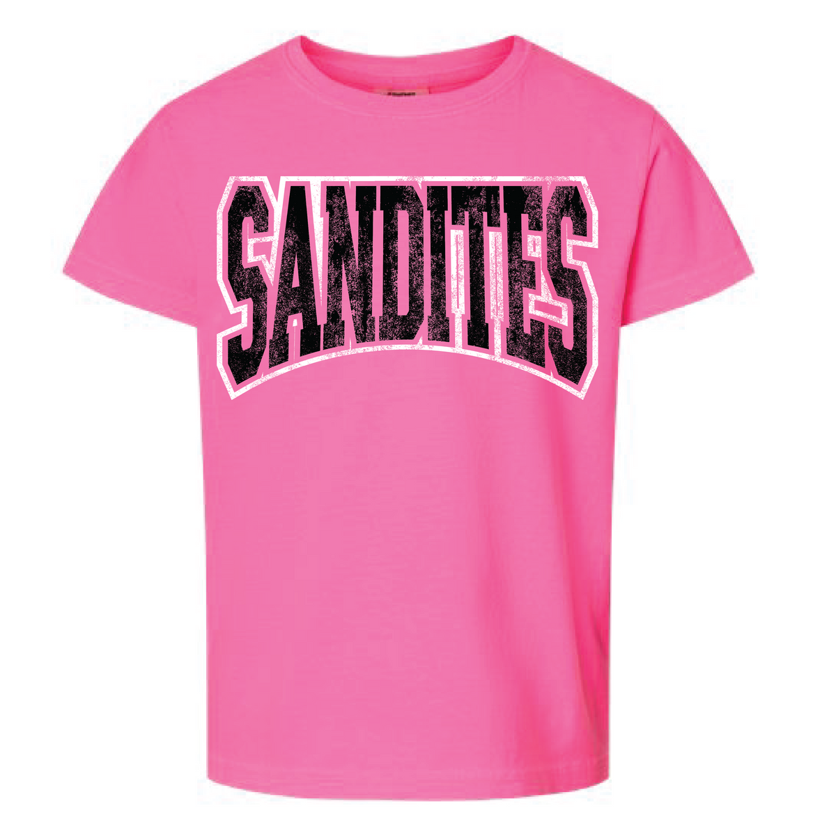 Neon Pink Distressed Sandites Tee