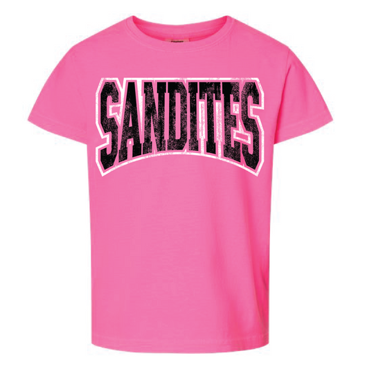 Neon Pink Distressed Sandites Tee