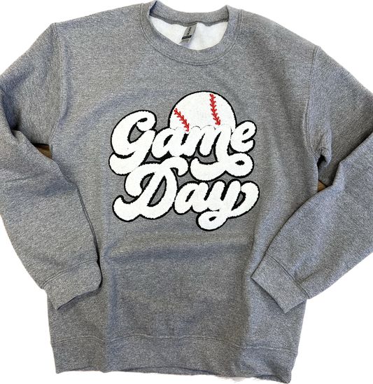 Baseball Game Day Chenille Sweatshirt