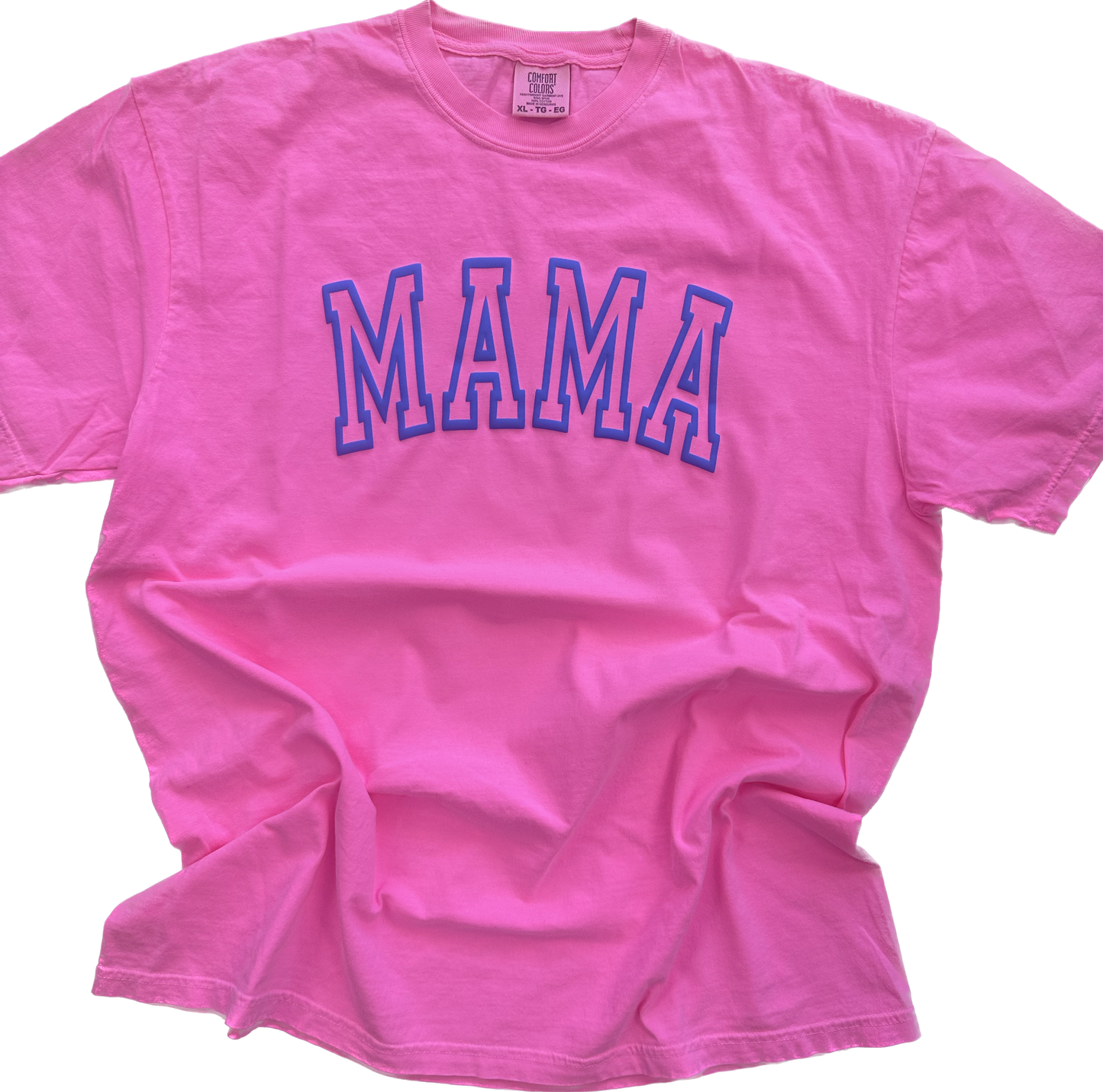 MAMA Tee on Neon Pink