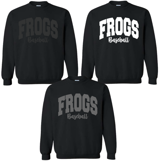 Frogs Baseball Puff Black Sweatshirt