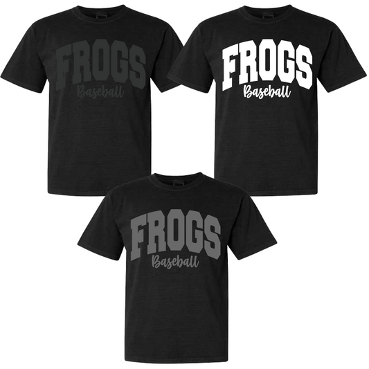 Frogs Baseball Black Puff Tee