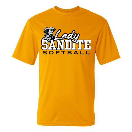 Lady Sandite Softball DRI FIT Gold Tee