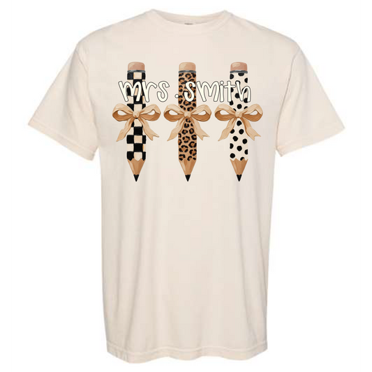 Custom Leopard Pencil Teacher Tee