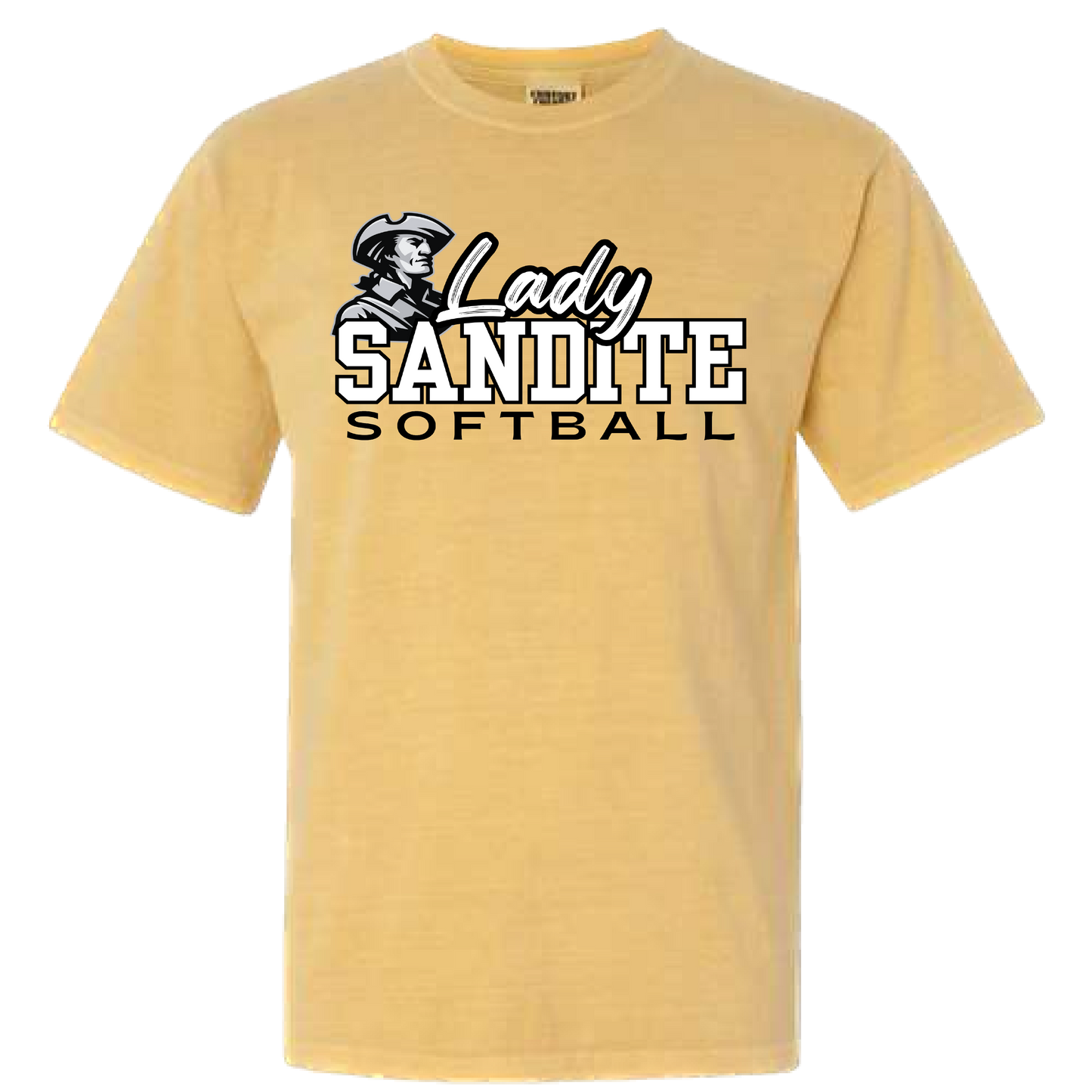 Lady Sandite Softball Mustard Tee