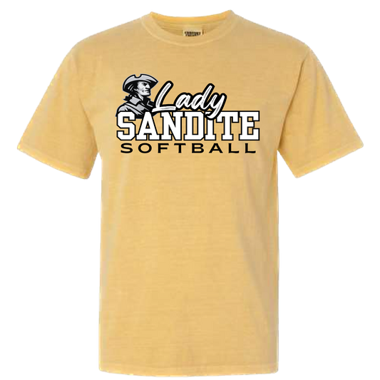 Lady Sandite Softball Mustard Tee