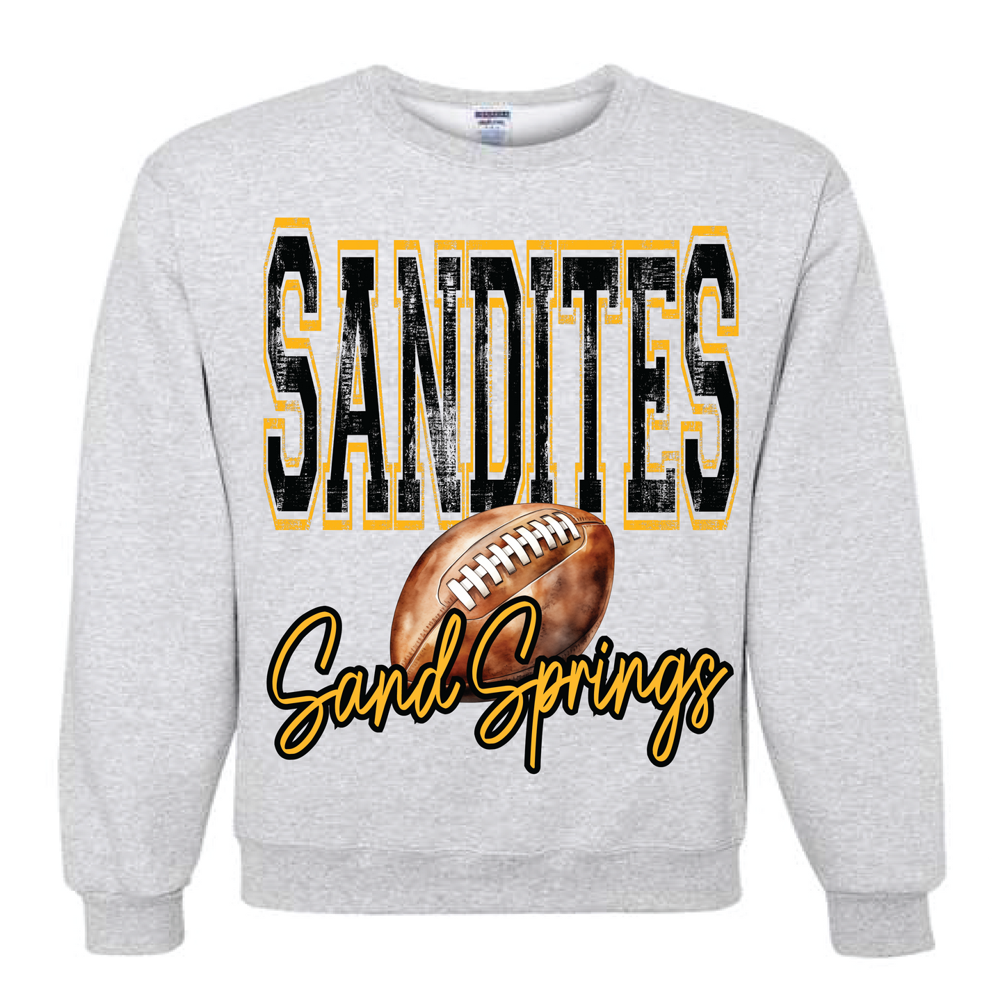 Sand Springs Sandites Football Sweatshirt on Ash