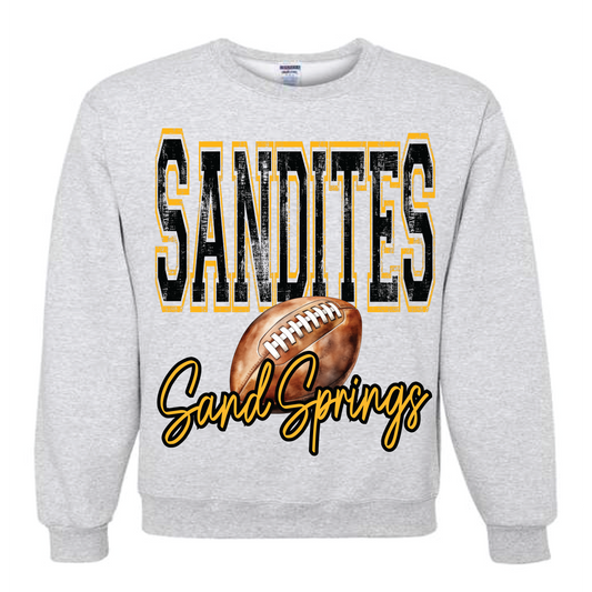 Sand Springs Sandites Football Sweatshirt on Ash