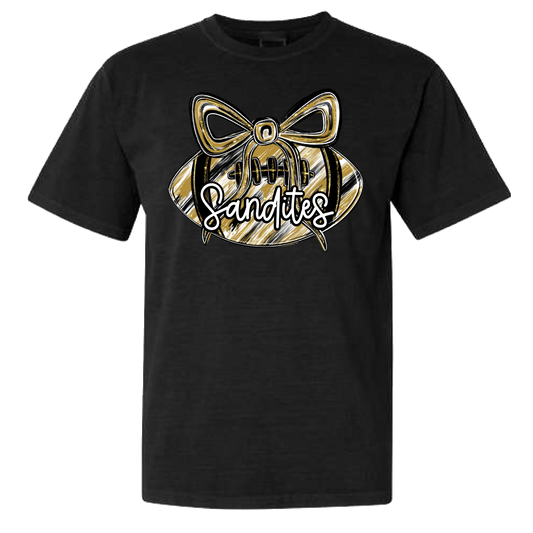 Sandites Football Bow Tee