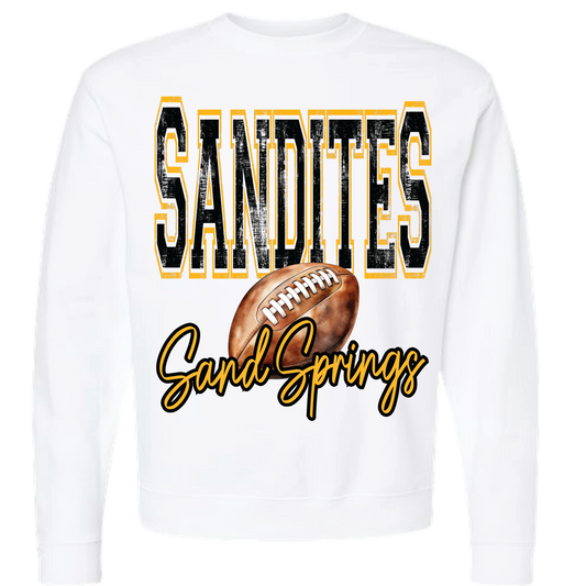 Sand Springs Sandites Football Sweatshirt on White