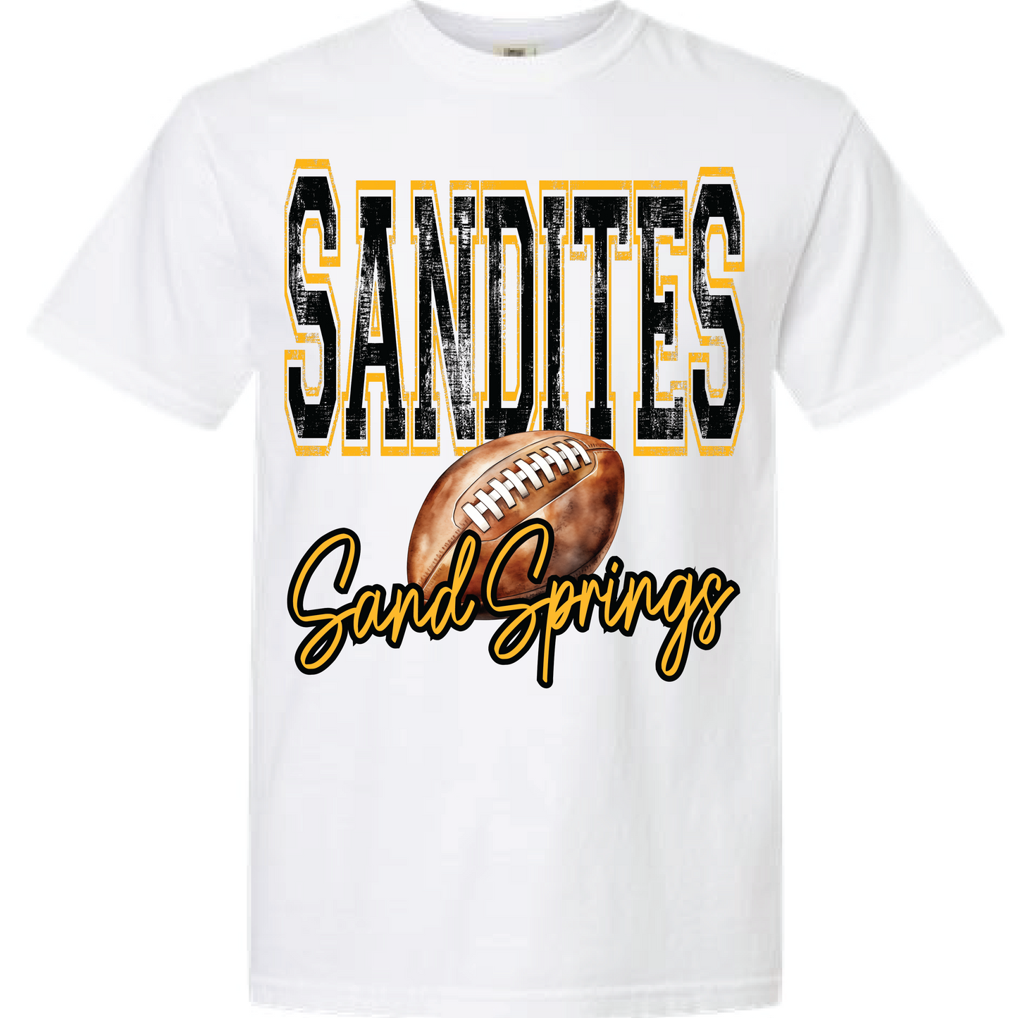 Sand Springs Sandites Football Tee on White