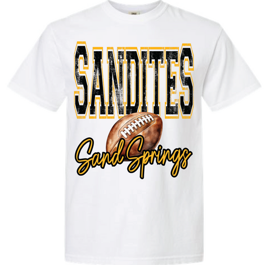 Sand Springs Sandites Football Tee on White