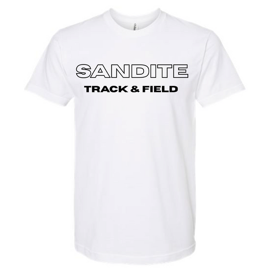 White Sandite Track & Field Logo Tee