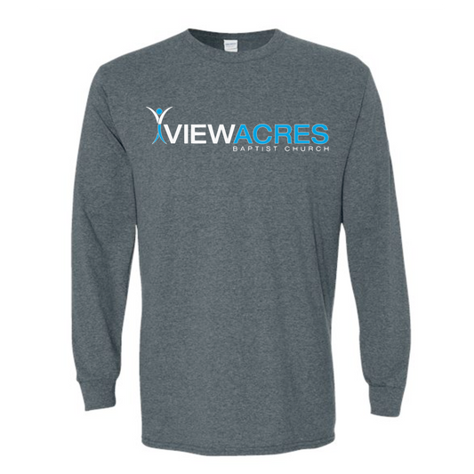 Gray Long Sleeve View Acres Logo